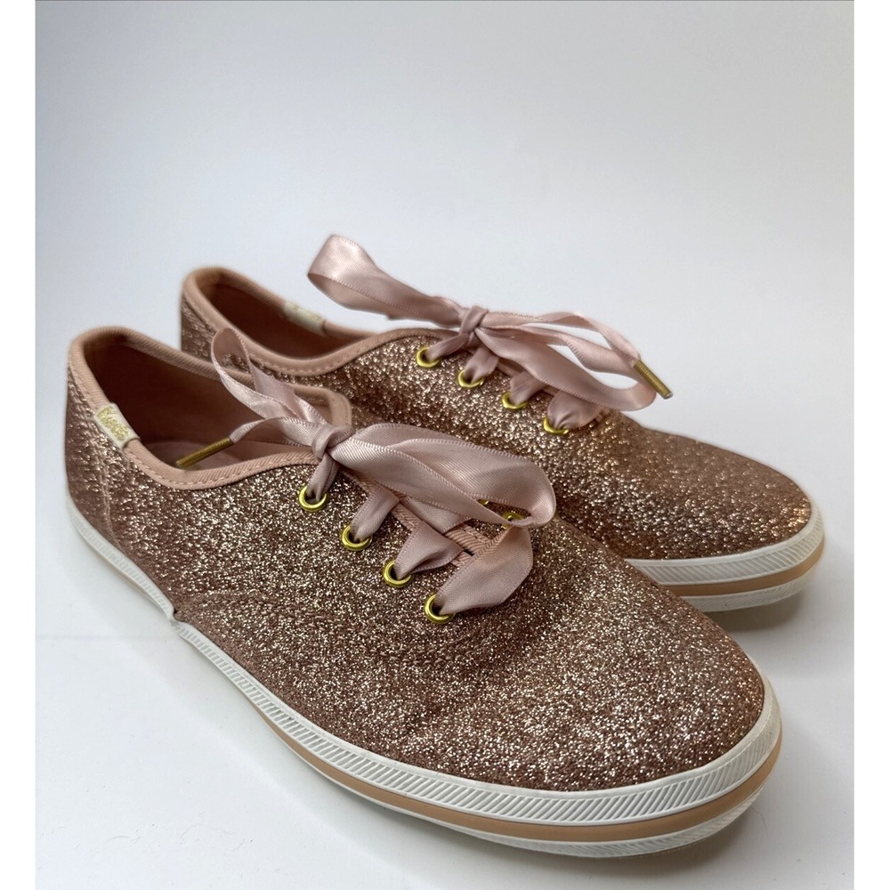 Kate Spade Keds Champion Glitter Sneakers Pink Rose Gold Size 3M EUC